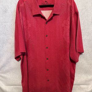 Tommy Bahama Camp Shirt,  3XLB/3TGG, Red Silk